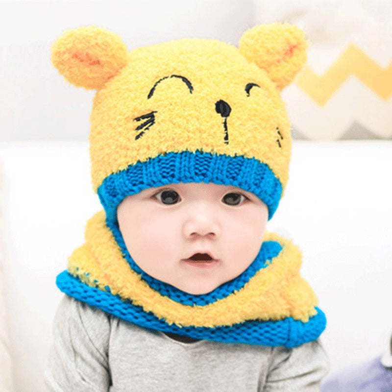Ball Knitted Bear Hat and Scarf