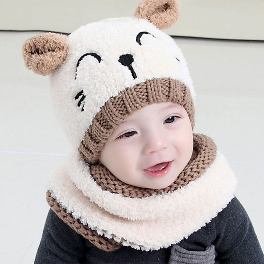 Ball Knitted Bear Hat and Scarf