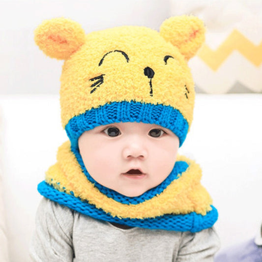 Ball Knitted Bear Hat and Scarf
