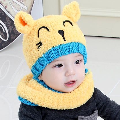 Ball Knitted Bear Hat and Scarf