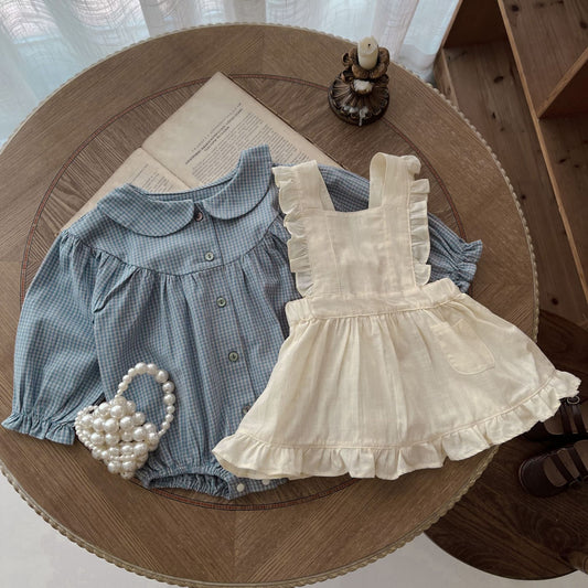Adorable Infant Romper - Plaid with Ruffles